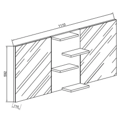 Badezimmer Spiegel mit Regal in Schwarz - Alberta