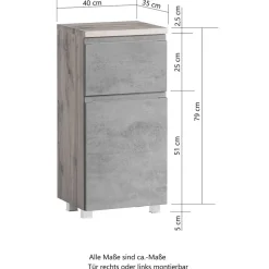 Badezimmer Unterschrank mit Tür & Schublade - Eight