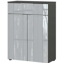 Badezimmer Vertiko in Silbergrau Glas - Dikono