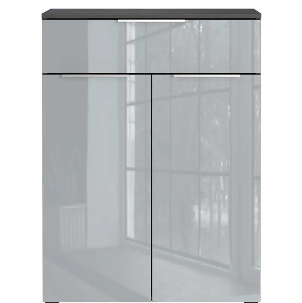 Badezimmer Vertiko in Silbergrau Glas - Dikono