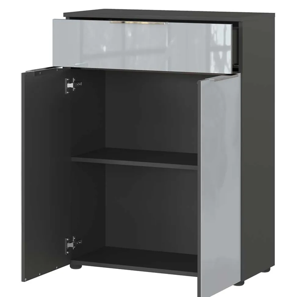 Badezimmer Vertiko in Silbergrau Glas - Dikono