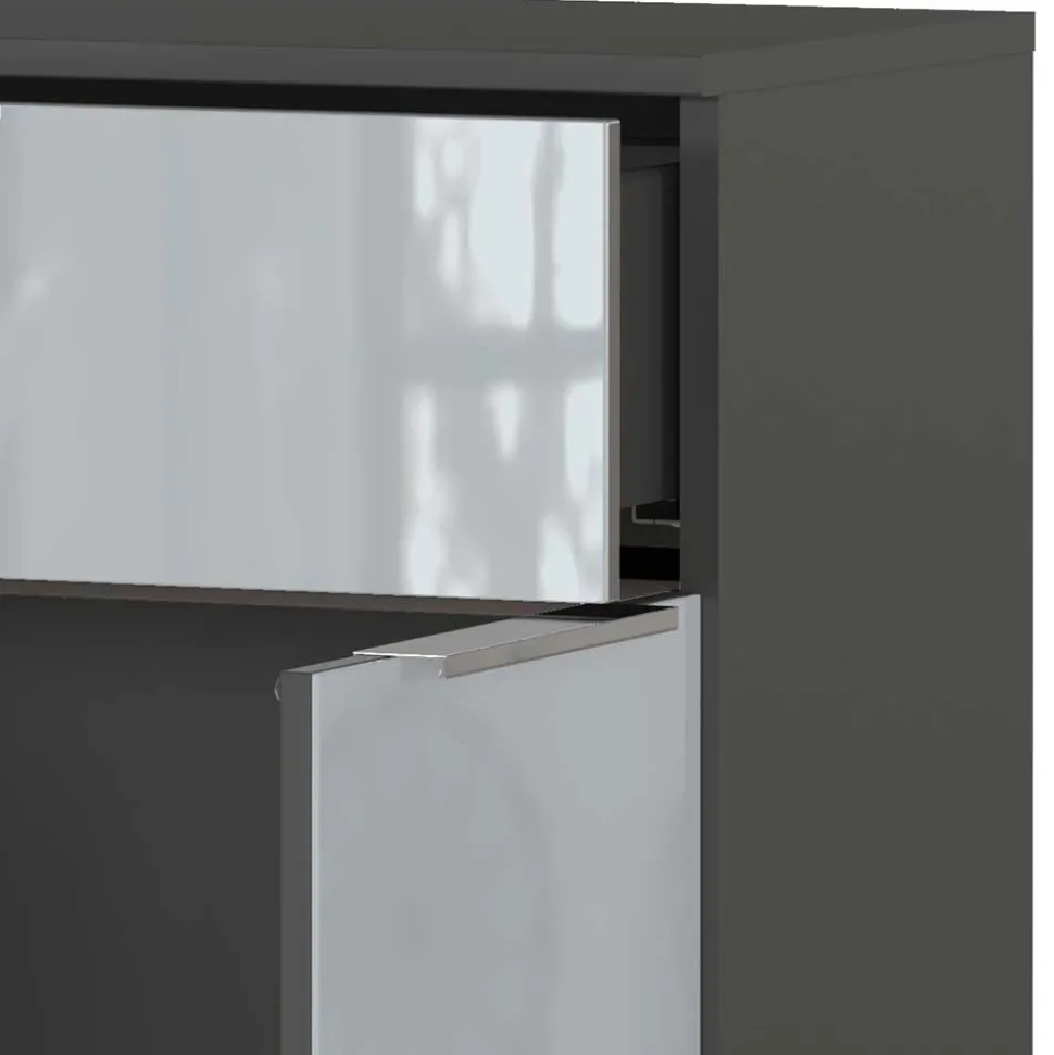 Badezimmer Vertiko in Silbergrau Glas - Dikono