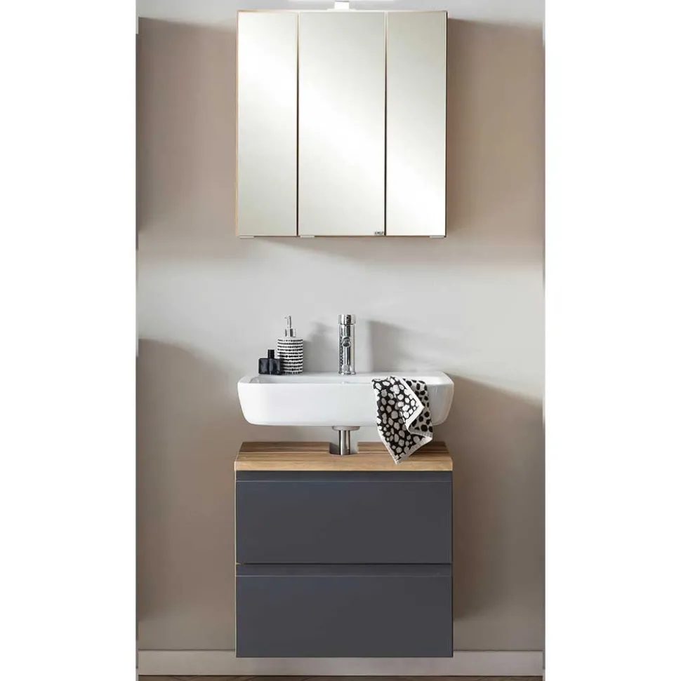 Badezimmer Waschplatz in mattem Grau - Jambi (zweiteilig)