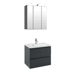 Badezimmermöbel Blaxin in Anthrazit Hochglanz (zweiteilig)