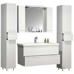 Badezimmermöbel Block in Weiß - Departo (vierteilig)