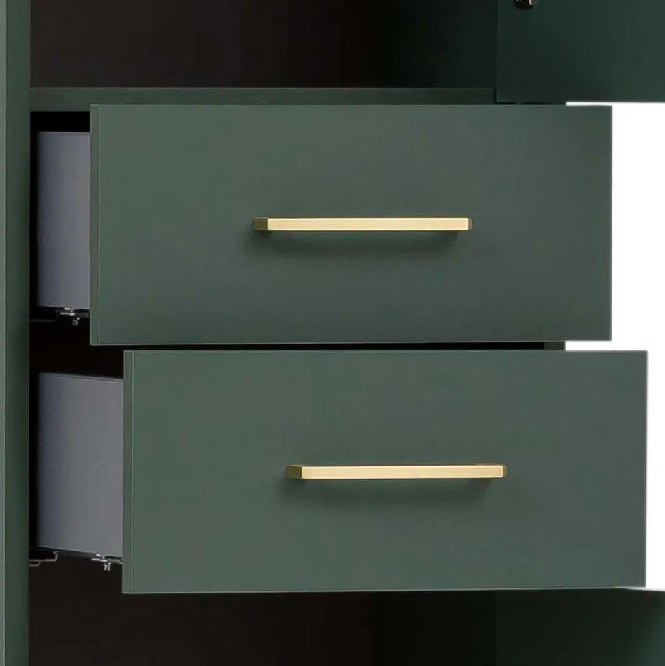 Badezimmermöbel in Dunkelgrün & Gold - Aqua (dreiteilig)