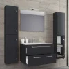 Badezimmermöbel in Schwarz - Gloriella (vierteilig)