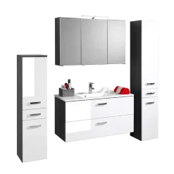 Badezimmermöbel Set Tiamos in Weiß Hochglanz (vierteilig)