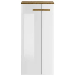 Badezimmerschrank in Weiß Hochglanz & Eiche - Vauflos