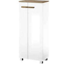 Badezimmerschrank in Weiß Hochglanz & Eiche - Vauflos