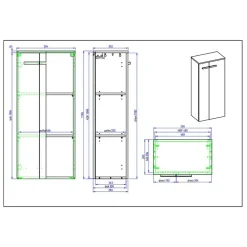 Badezimmerschrank in Weiß Hochglanz & Eiche - Vauflos
