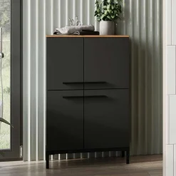 Badezimmerschrank mit 4 Türen in Dunkelgrau - Lucrino