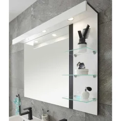 Badezimmerspiegel mit LED & 3 Ablageböden - Ingmesan