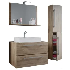 Badmöbel in Holzoptik Sonoma-Eiche - Caleena (dreiteilig)