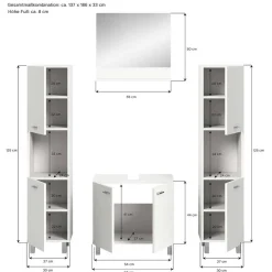 Badmöbel Kombination in Weiß - Harmone (vierteilig)