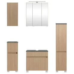 Badmöbel Komplettset in Eiche Hell - Leitha (fünfteilig)