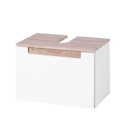 Badmöbel Komplettset Tymos in Eiche Weiß (fünfteilig)