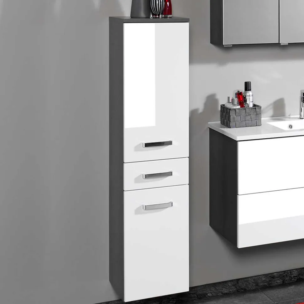 Badmöbel Set Tiamos in Weiß Hochglanz (fünfteilig)