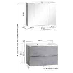 Badmöbel Set zweifarbig - Eight (dreiteilig)