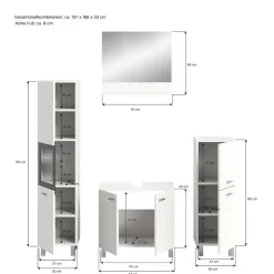 Badmöbel-Kombi in Weiß - Harmone (vierteilig)