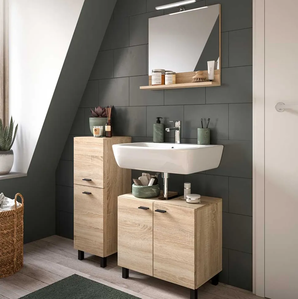Badmöbel-Set in Sonoma-Eiche - Hoxtona (dreiteilig)