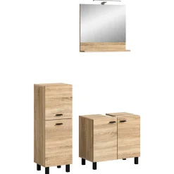Badmöbel-Set in Sonoma-Eiche - Hoxtona (dreiteilig)