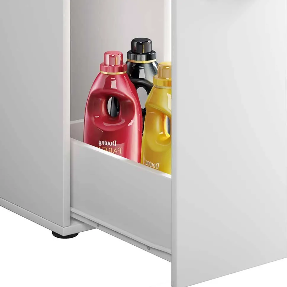 Badschrank mit zwei Auszügen in Weiß - Quick