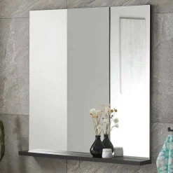 Badspiegel mit Ablage in Schwarz - Ingmesan