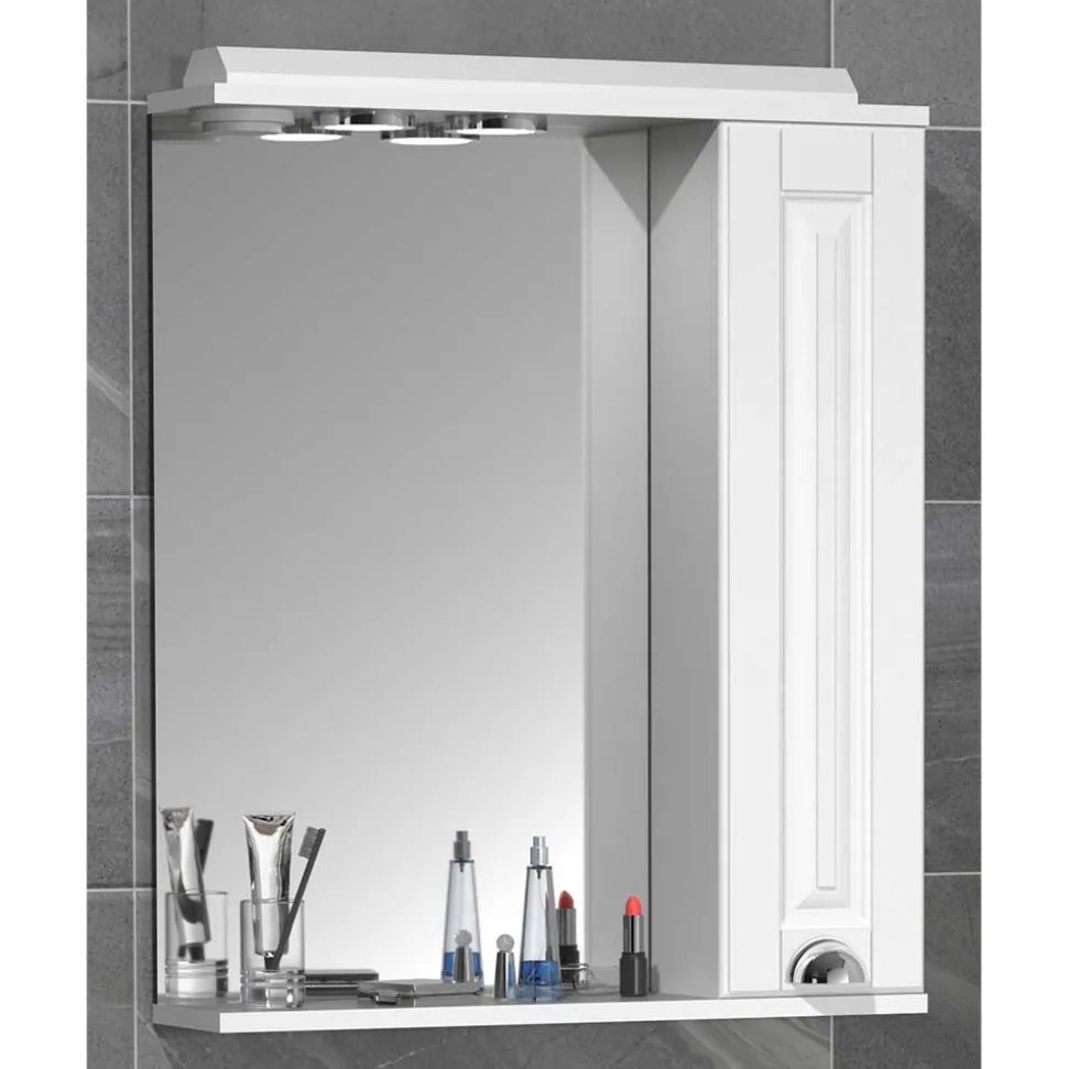 Badspiegel mit Seitenschrank in Weiß - Akira