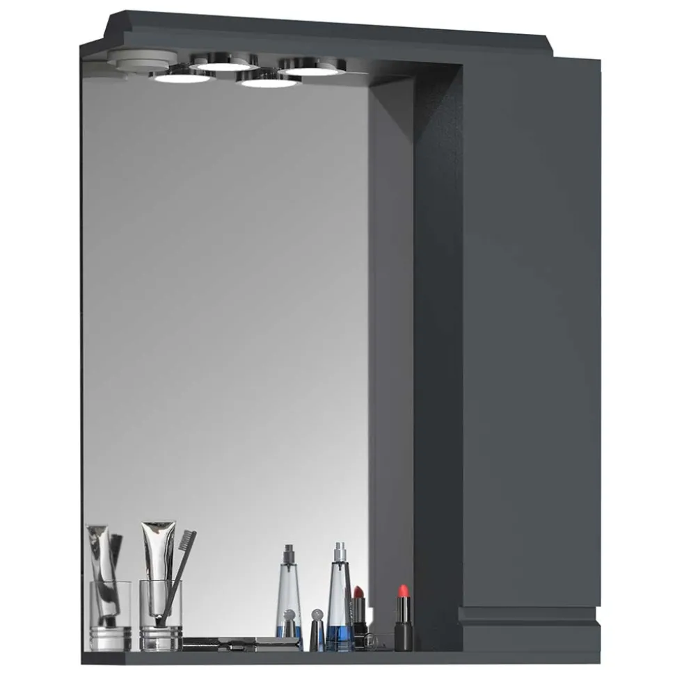 Badspiegel mit Seitenschrank & Ablage & LED Licht - Idamoro