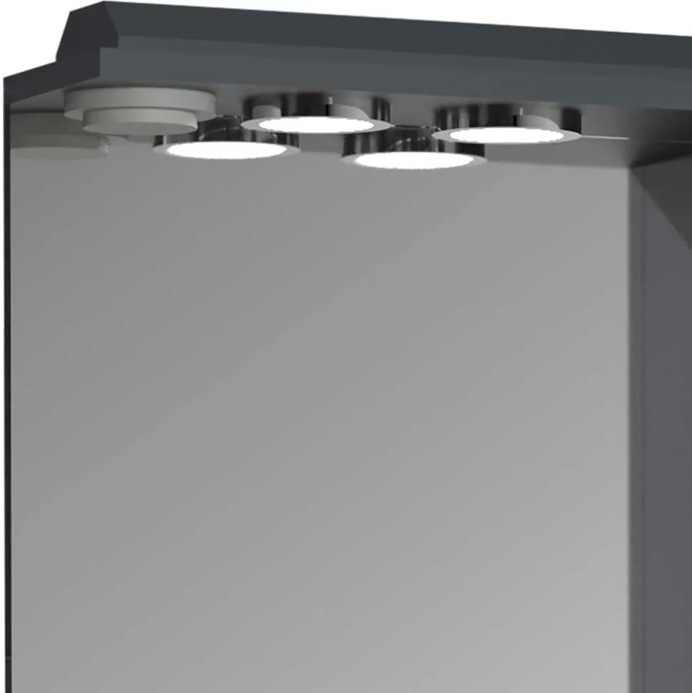 Badspiegel mit Seitenschrank & Ablage & LED Licht - Idamoro