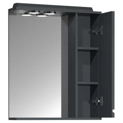 Badspiegel mit Seitenschrank & Ablage & LED Licht - Idamoro