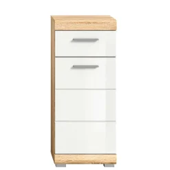 Badunterschrank in Weiß HG & Sonoma Eiche - Calbanyara