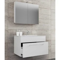 Bad-Waschplatz für die Wand in Weiß - Ipsum (zweiteilig)