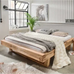 Balkenbett aus Eichenholz mit Kufen - Piassona