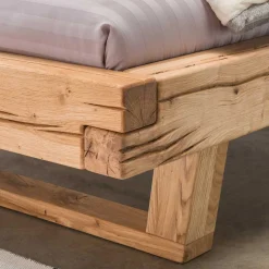 Balkenbett aus Eichenholz mit Kufen - Piassona