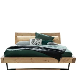 Balkenbett aus Kiefer mit LED Beleuchtung - Enjta