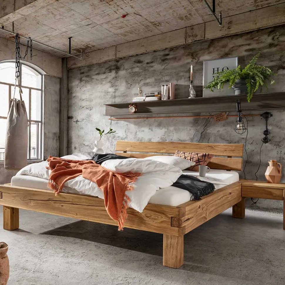 Balkenbett mit Naturkanten Kopfteil - Blevos