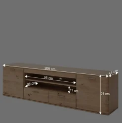 Balkeneiche TV Element 200 cm breit - Mabasa