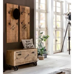 Bank & 2 Garderobenpaneele für Flur - Indri (dreiteilig)