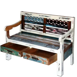 Bank aus Altholz mit zwei Schubladen - Alisa