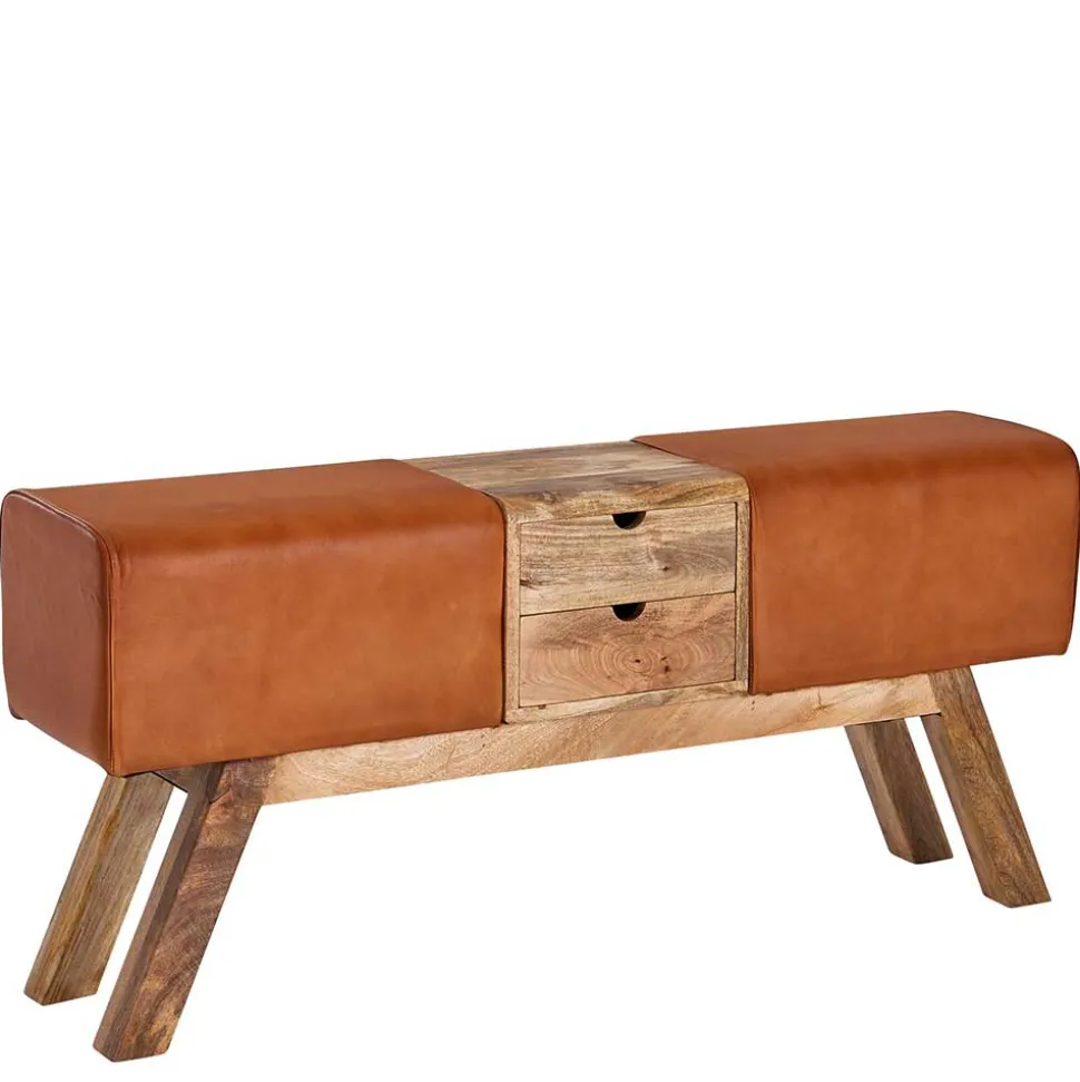 Bank in Turnbock Optik aus braunem Leder - Maestoso