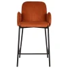Barhocker mit Armlehnen aus Cord Rost Braun - Benede (2er Set)