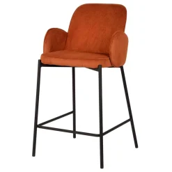 Barhocker mit Armlehnen aus Cord Rost Braun - Benede (2er Set)