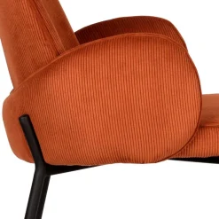 Barhocker mit Armlehnen aus Cord Rost Braun - Benede (2er Set)