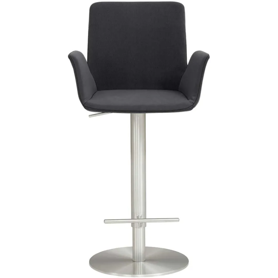 Barhocker mit Lehne & Armlehnen in Anthrazit - Kanella