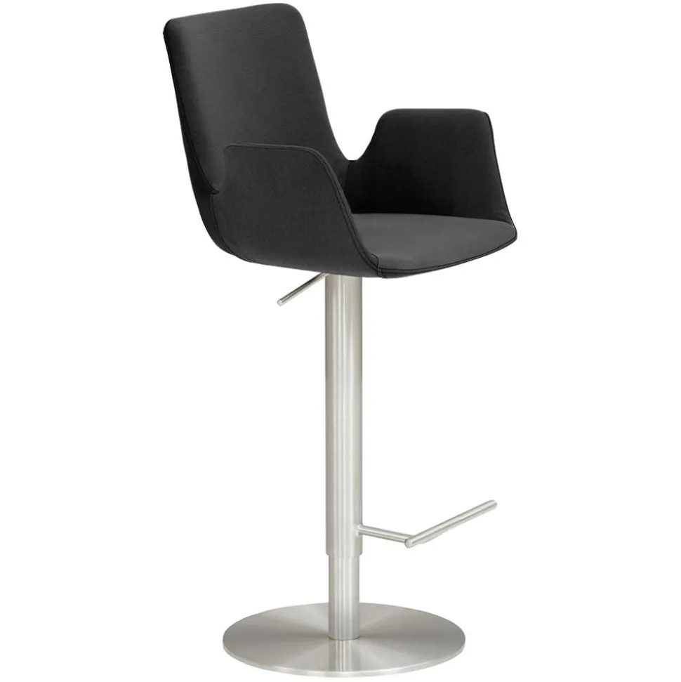Barhocker mit Lehne & Armlehnen in Anthrazit - Kanella