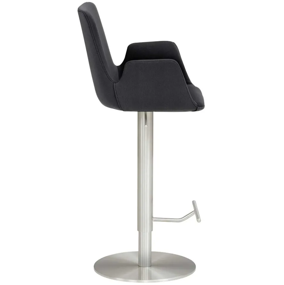 Barhocker mit Lehne & Armlehnen in Anthrazit - Kanella