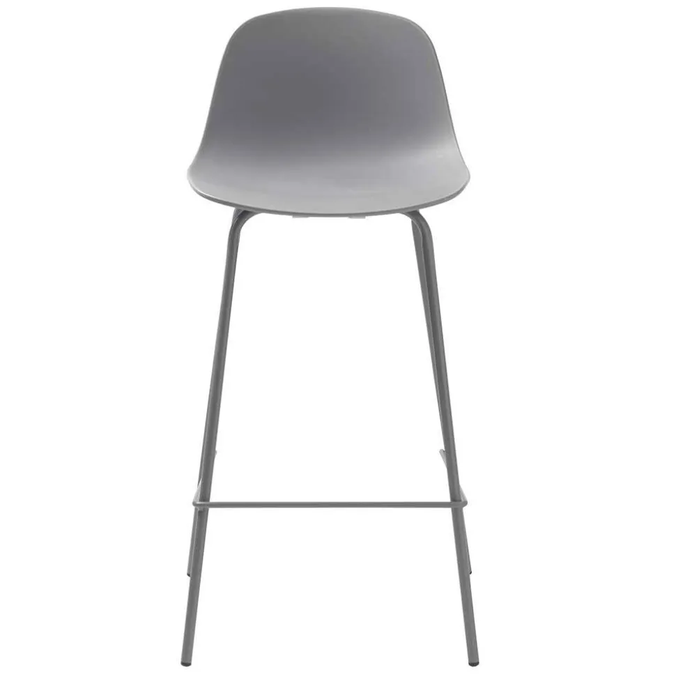 Barhocker mit Lehne in Grau - Marcala (2er Set)