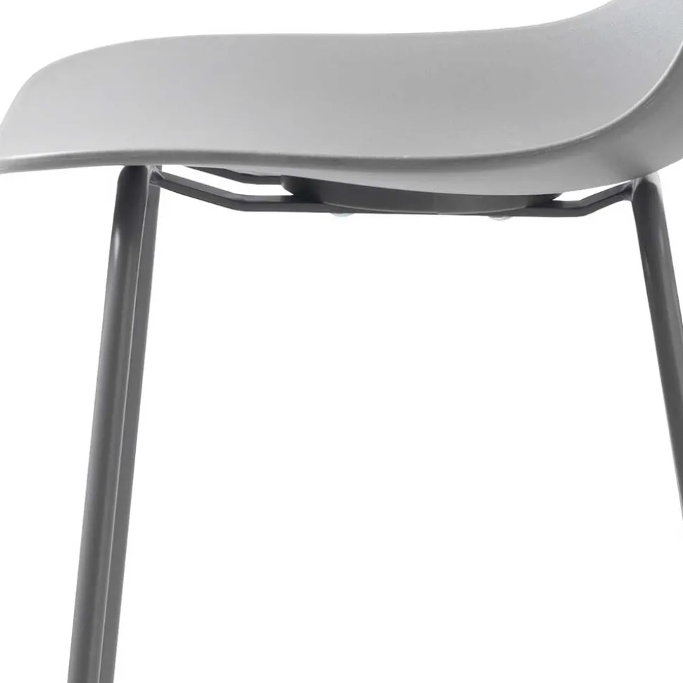 Barhocker mit Lehne in Grau - Marcala (2er Set)